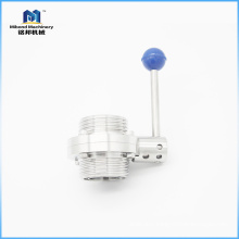 3A/DIN/SMS SS304/ 316L Sanitary Male Threaded Butterfly Valve with Multi-position Handle